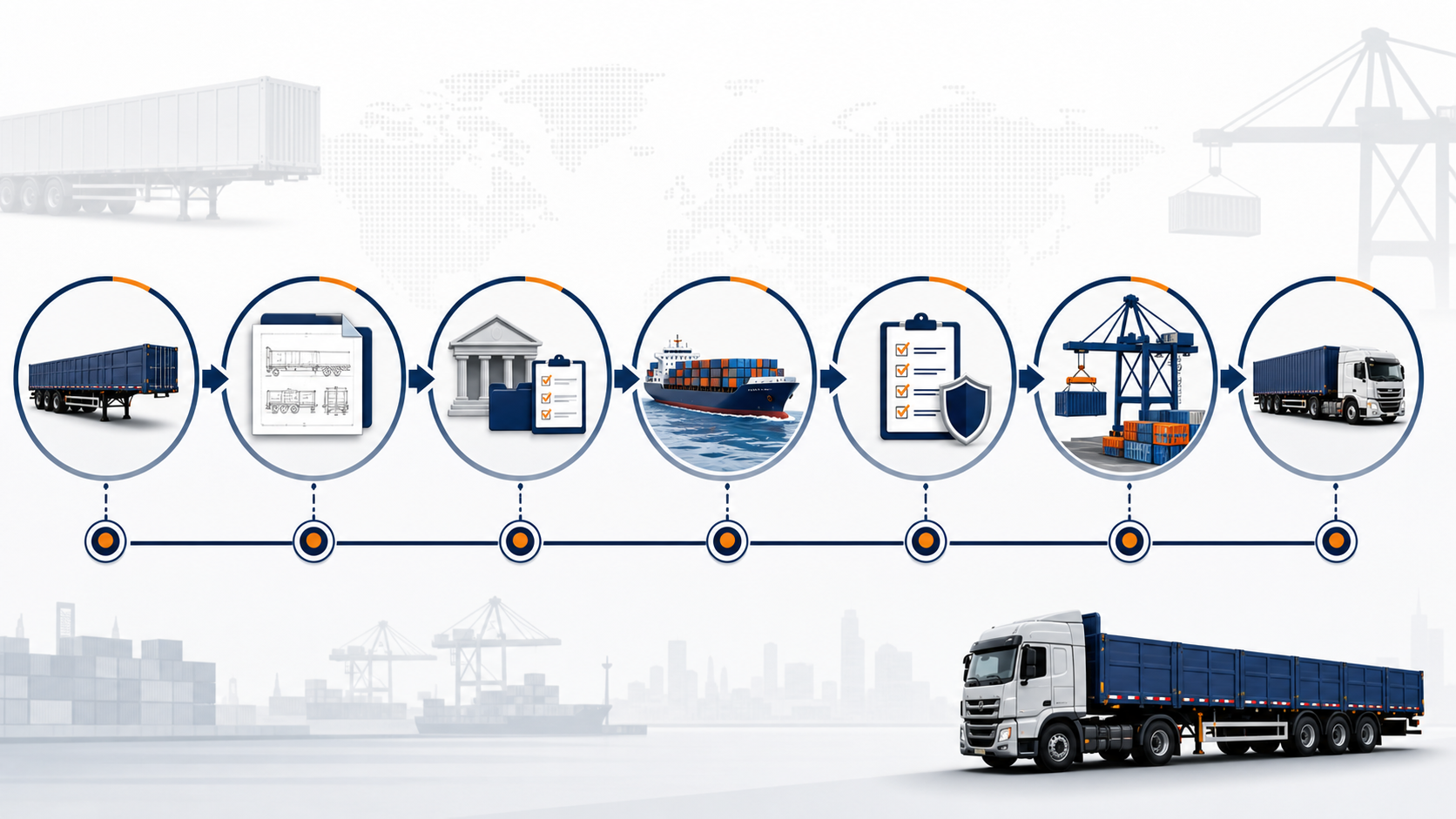 Nigeria semi-trailer import workflow from China quote to Lagos port delivery