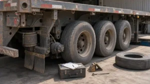 Semi-trailer clearance scene at Douala port in Cameroon