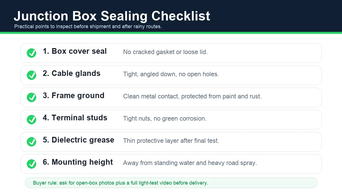 Semi trailer junction box sealing checklist