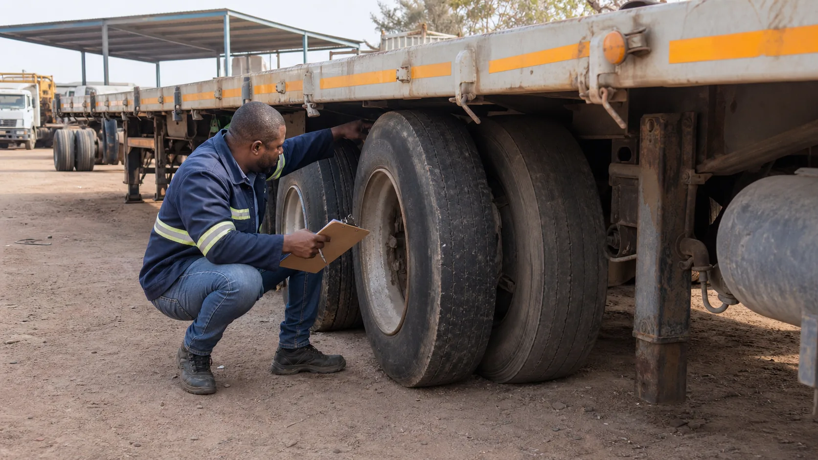 Used semi-trailer yard inspection before purchase in Africa