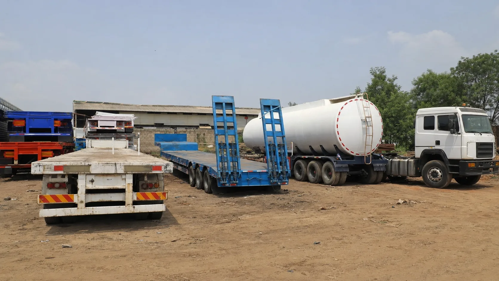 West Africa trailer dealer yard with mixed trailer stock